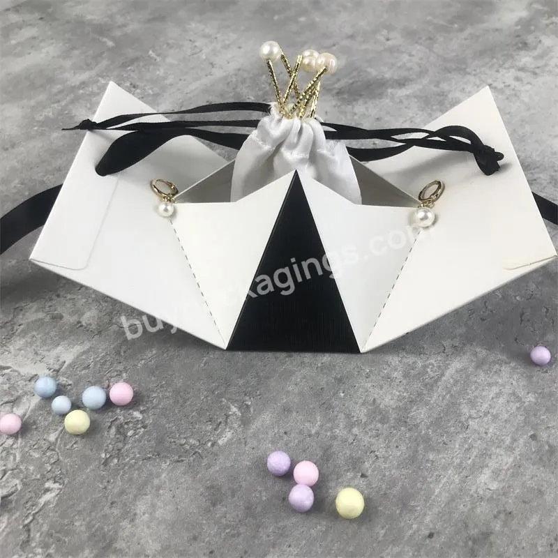 White And Black Elegant Nice Fancy High Quality Custom Packaging Jewellery Jewelry Storage Earrings Ring Paper Box Packaging Set