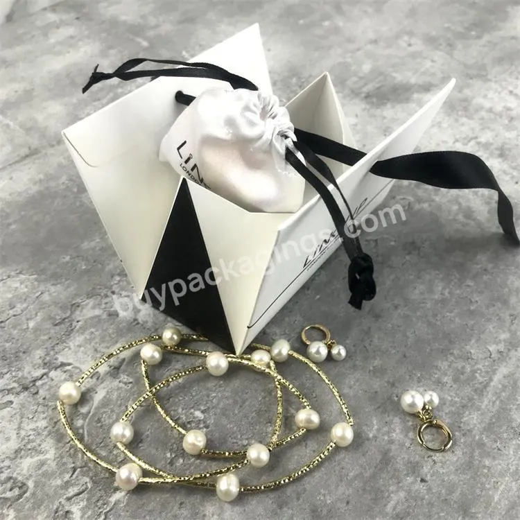 White And Black Elegant Nice Fancy High Quality Custom Packaging Jewellery Jewelry Storage Earrings Ring Paper Box Packaging Set