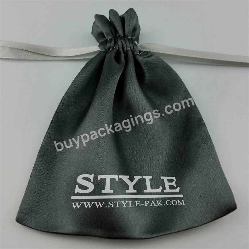 White Black Colorful Custom Printing Logo Metallic Nylon Drawstring Pouch Small Bag Drawstring Jewelry Pouches For Hair