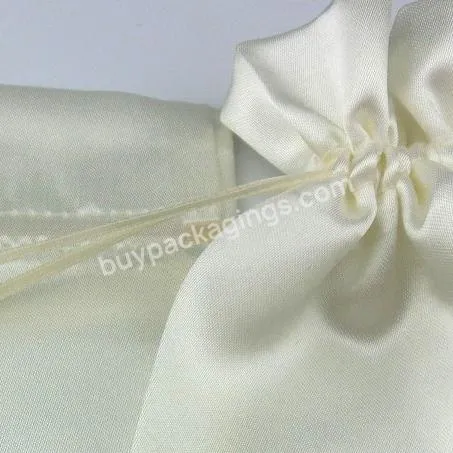 White Black Custom Printing Logo Wedding Colorful Pouches Gift Bag Satin Ribbon Drawstring Jewelry Pouch Bag
