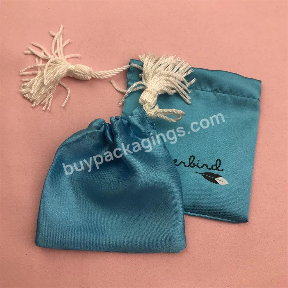 White Color Suede Velvet With Customized Logo Rose Gold Foil With Tassel Ties For Watch Gift Jewelry Hair Wedding Pouch Bag