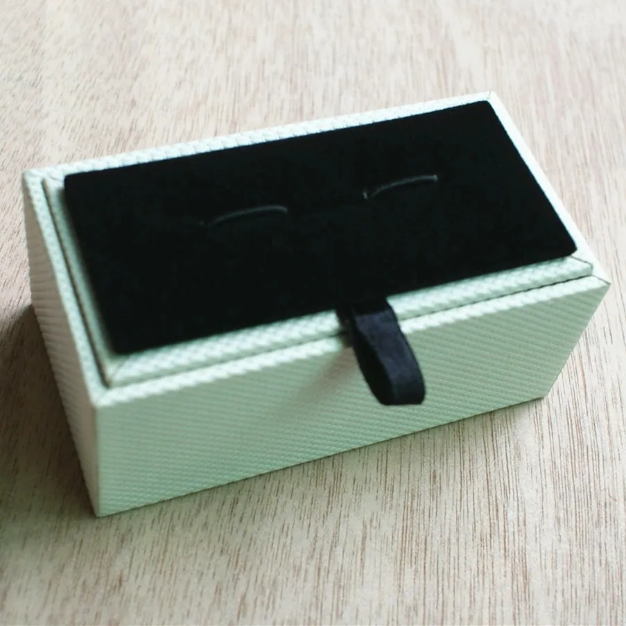 White Leather Paper Jewelry Cufflink Display Box