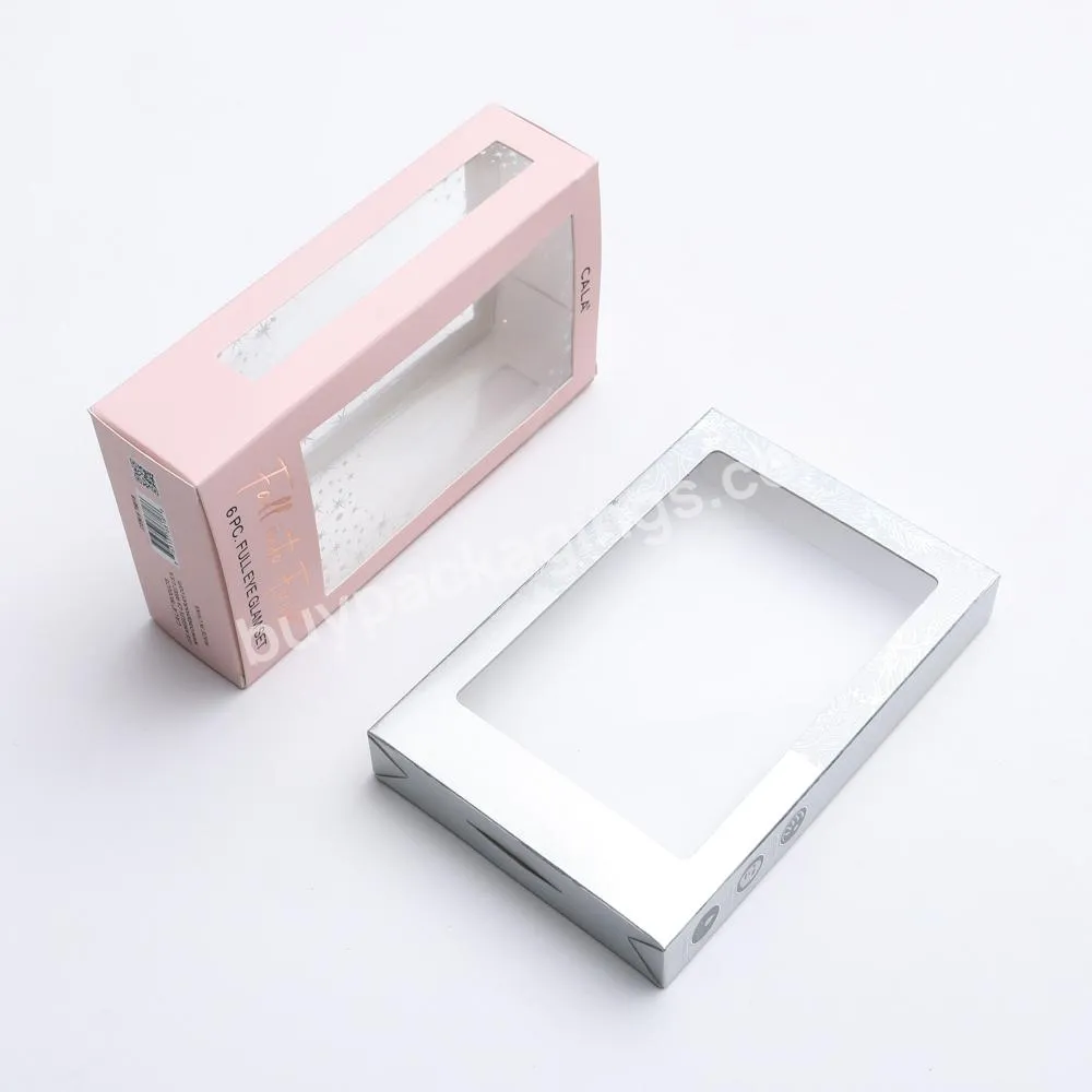 white pink custom pattern wholesale folding paper gift box with transparent lid