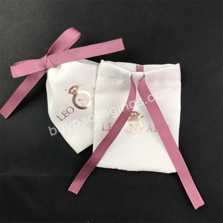 White Velvet Pouch With Pink Grosgrain Ribbon Tie Drawstring With Custom Logo In Gold Pouch Bag - Buy White Velvet Pouch With Pink Grosgrain Ribbon Tie Drawstring,With Custom Logo In Gold Pouch Bag,Custom Jewelry Pouch.