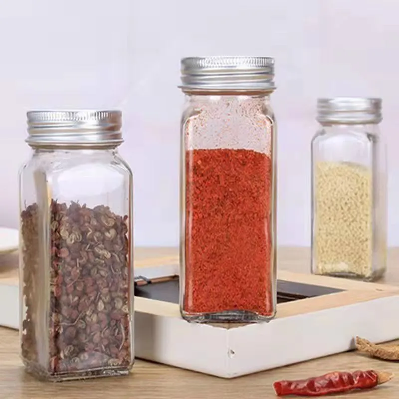 Wholesale 150ml container kitchen square seasoning spices jars and shaker spice bottle packaging