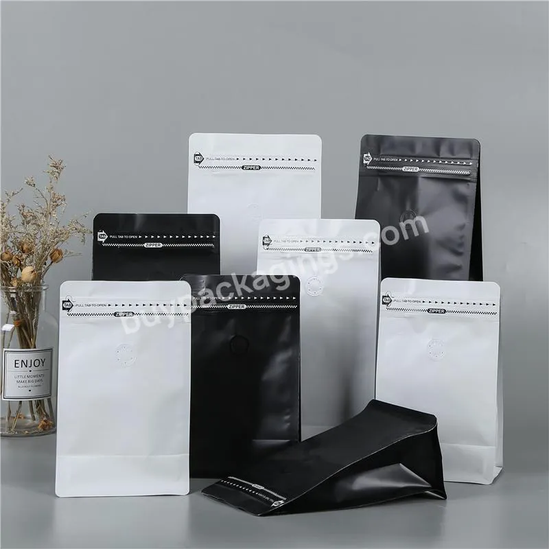 Wholesale 250g 500g 1kg Coffee Bean Pouch Aluminum Foil White Black Matte Plastic Zipper Valve Flat Bottom Bags For Coffee