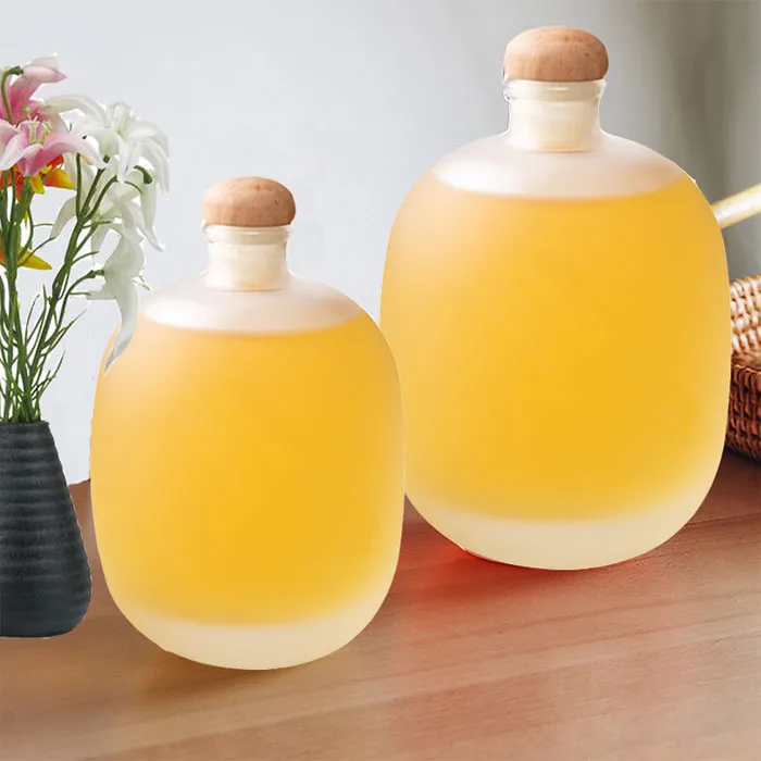 Wholesale 250ml 500ml Green Plum Wine Round Bottle Fruit Wine Glass Bottle