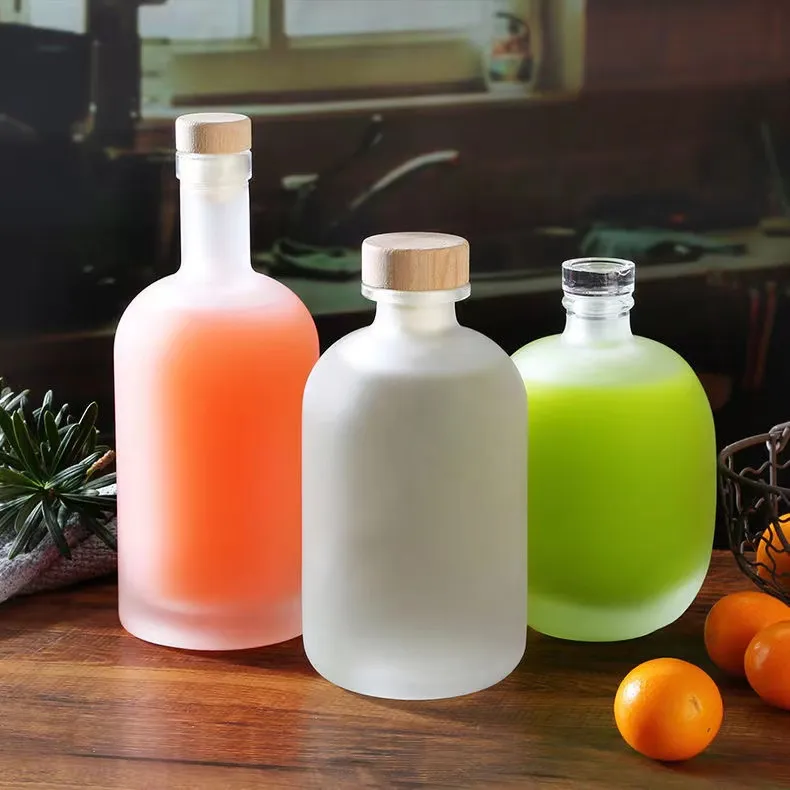 Wholesale 250ml Round Frosted Fruit Juice Wine Flask Clear Glass Bottle Buy