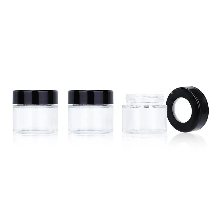 Wholesale 2oz 3oz 4oz Child Resistant Lid Air Tight Storage Stash Jar With Magnifying Glass 35 Gram Container Flower Glass Jar