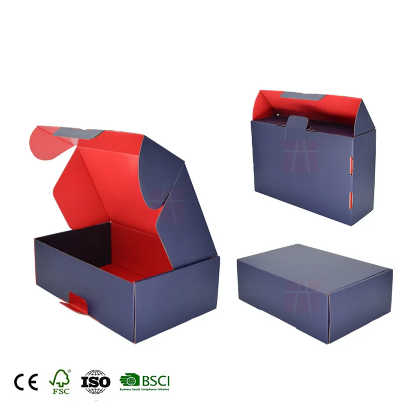 Wholesale Blue Corrugated Paper Mailer Boxes  With Logo Print Customized Clothes Shipping Boxes