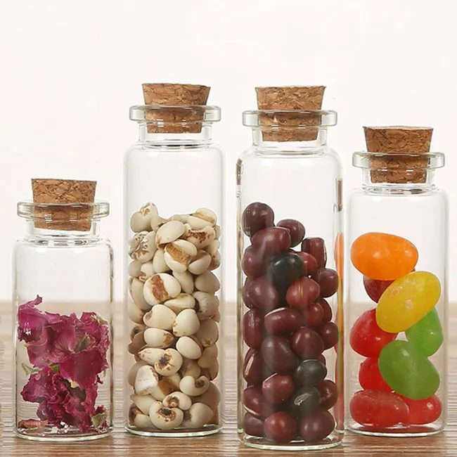 Wholesale Borosilicate Gift Wishing Small Glass Bottles With Wood Cork Lid