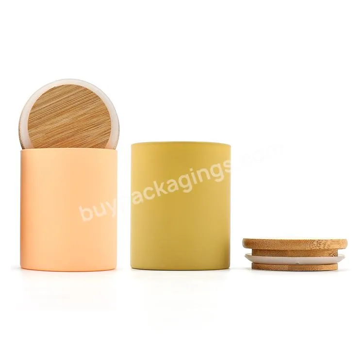 Wholesale Candle Jar Glass Kitchen Container Candy Food Spice Storage Frosted Glass Jar With Bamboo Cork Lid - Buy Frosted Glass Jar,Glass Jar Cork Lid,Candy Jar Glass Wholesale.