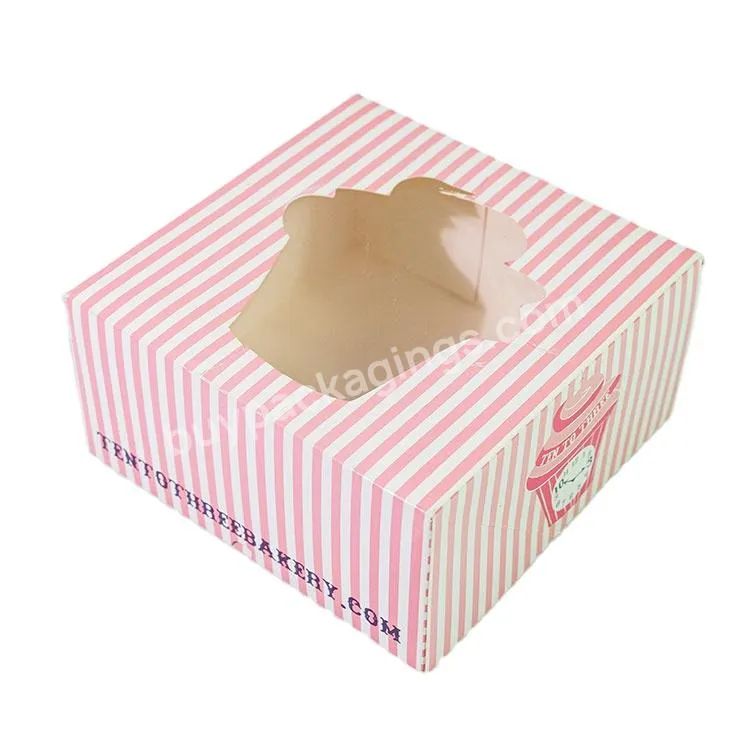 Wholesale Cheap Eco Friendly Bakery Donut Packaging Box Custom Printed Pink Bakery Boxes With Window
