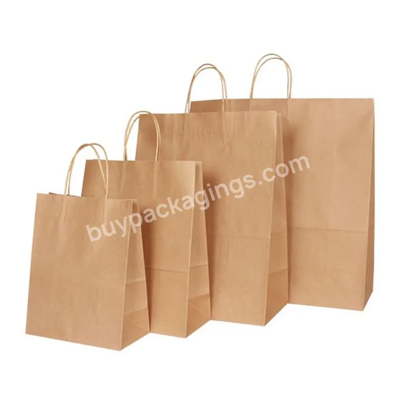 Wholesale Christmas Kraft Paper Bags Recyclable Shopping Brown Gift Paper Bag White Handle With Your Logo