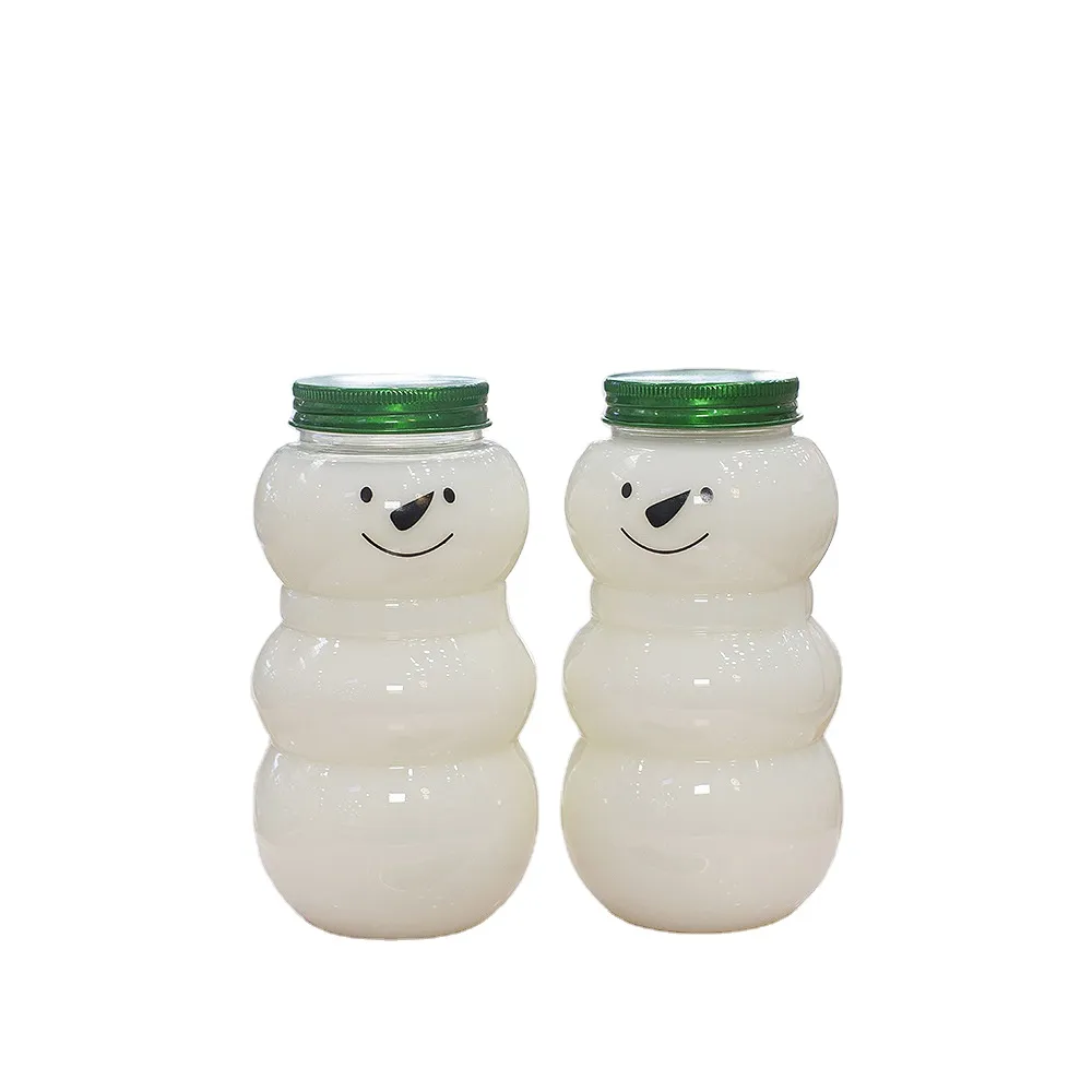 Wholesale Christmas Snowman Shape Bottle Milk Tea Cup For Commercial Plastic Bottle