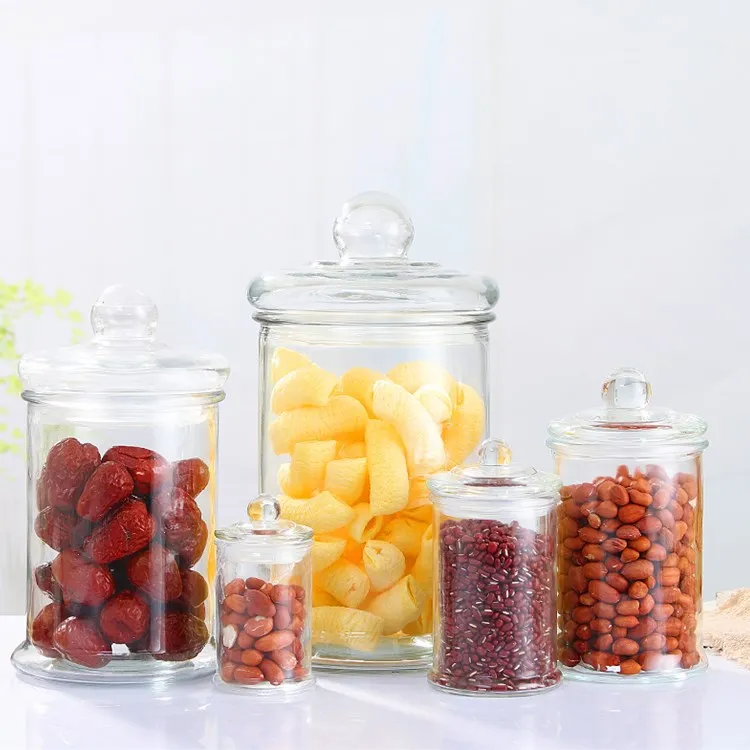 Wholesale Clear Glass Storage Jar Kitchen Household With Glass Cover