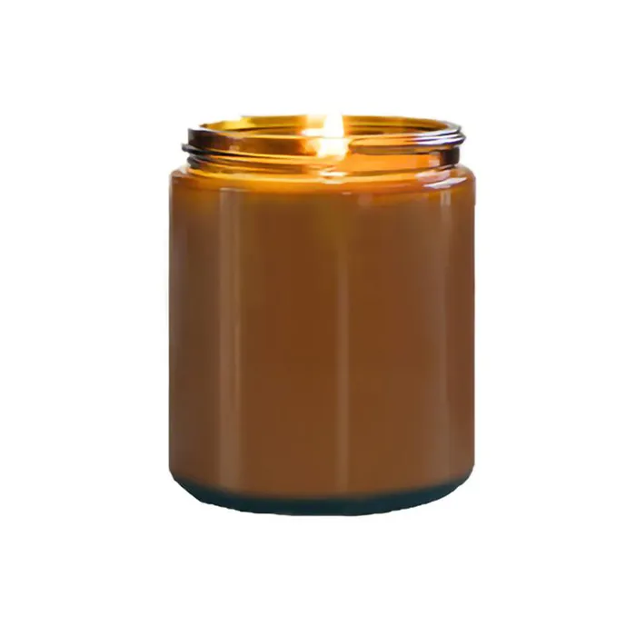 Wholesale Custom Amber Color Glass Candle Jar With Metal Lid