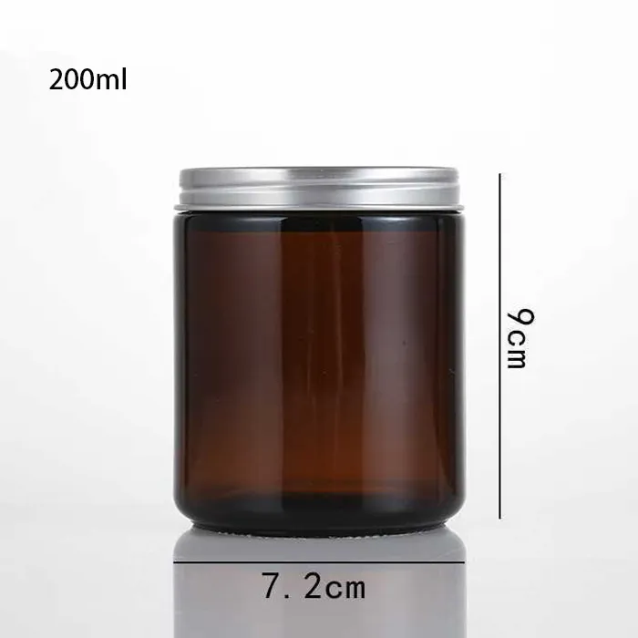 Wholesale Custom Amber Color Glass Candle Jar With Metal Lid