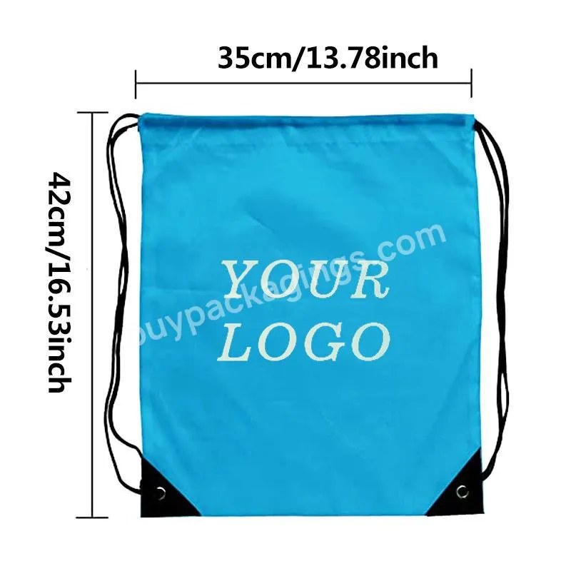 Wholesale Custom Branded Drawstring Backpacks Blank Shopping Gym Sport Outdoor 210d Polyester Promotional Gift Bag