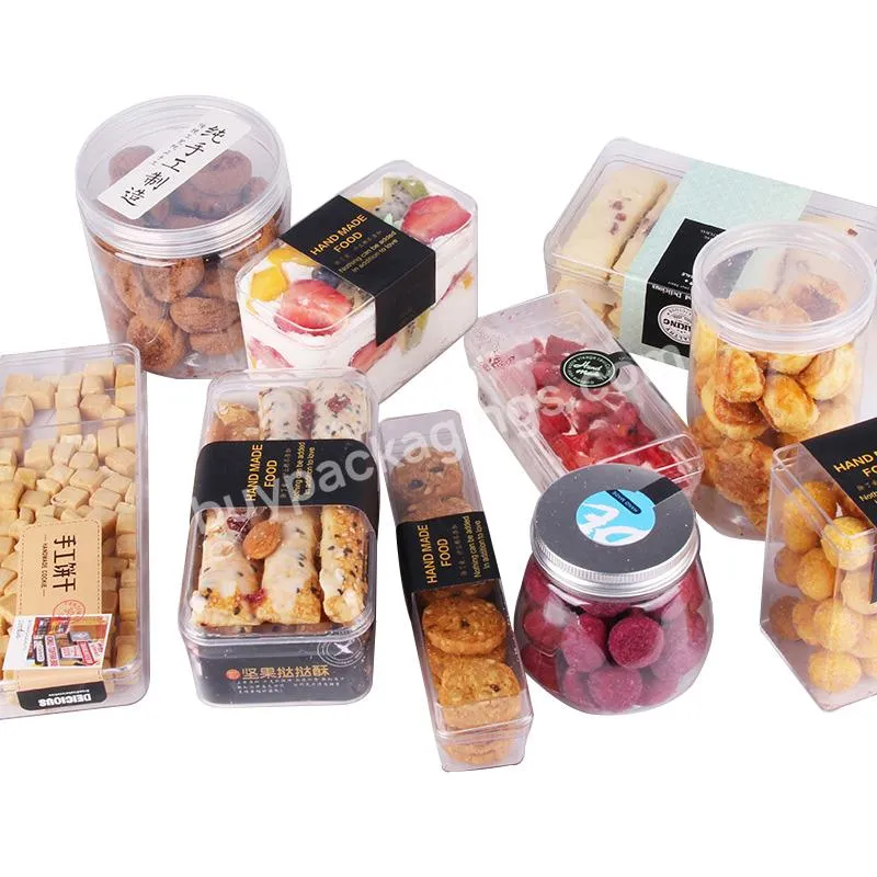 Wholesale Custom Disposable Hard Ps Clear Plastic Dessert Sushi Cookie Gift Box Container