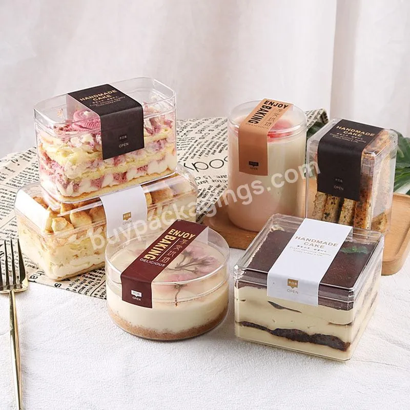 Wholesale Custom Disposable Hard Ps Clear Plastic Dessert Sushi Cookie Gift Box Container