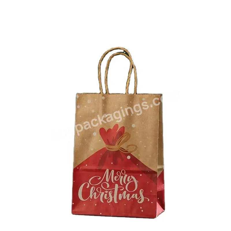 Wholesale Custom High Quality Brown Shopping Kraft Paper Bag Christmas Gift Bag With Handle Paper Bag Manufacturers