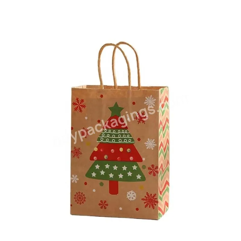 Wholesale Custom High Quality Brown Shopping Kraft Paper Bag Christmas Gift Bag With Handle Paper Bag Manufacturers