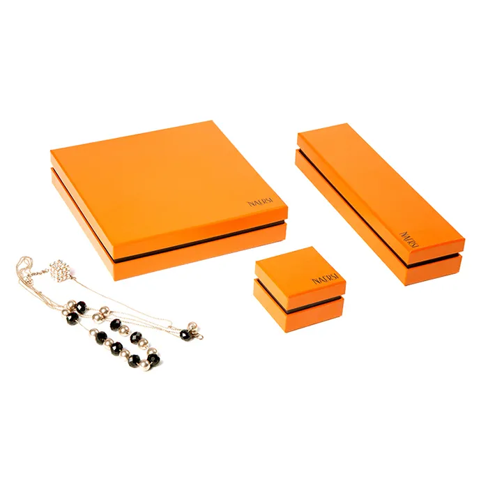 wholesale custom  jewelry packaging Orange cardboard paper necklace box with logo