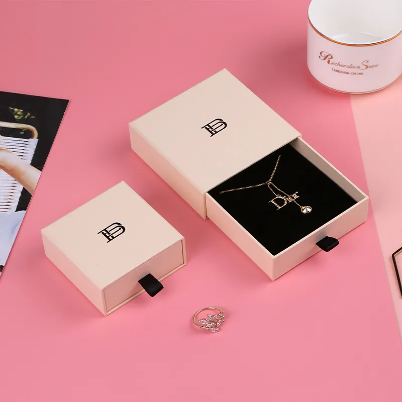 Wholesale Custom logo Luxury Jewelry Storage Packaging Small Unique Marble Necklace Pull Out Ring Box