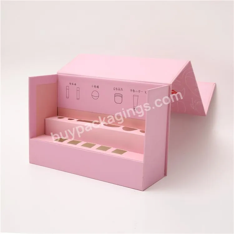 Wholesale Custom Logo Luxury Pink Rigid Cardboard Packing Magnetic Folding Gift Box With Magnetic Lid