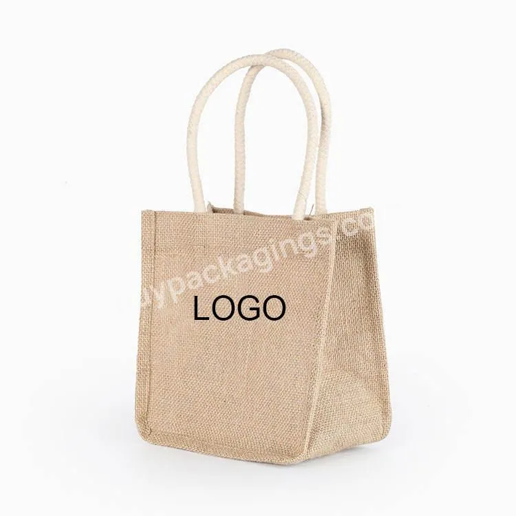 Wholesale Custom Logo Promotional Reusable Eco Friendly Jute Market Shopping Tote Bag