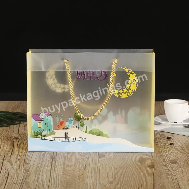 Wholesale Custom Logo Transparent Shopping Bags Plastic Gift Bags With Handles