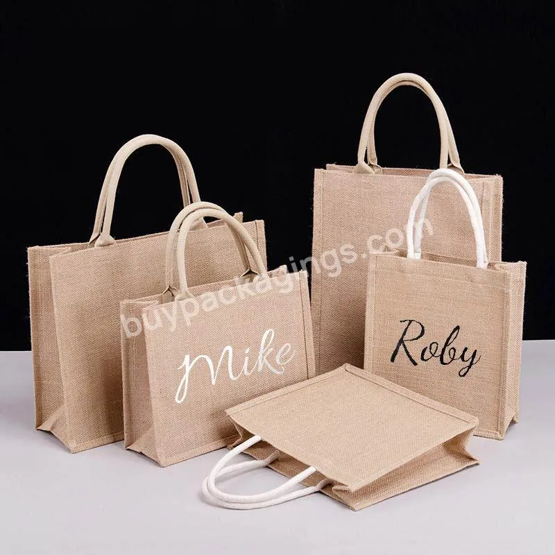 Wholesale Custom Plain Big Eco Friendly Burlap Jute Tote Bags For Shopping