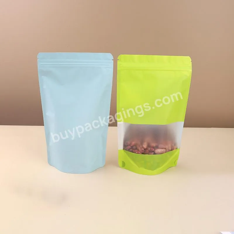 Wholesale Custom Plastic Matte Frosted Stand Up Ziplock Food Storage Packaging Bags Pouch With Window