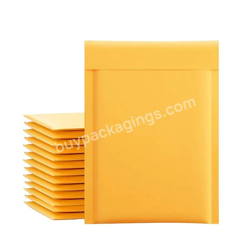 Wholesale Custom Printed Logo Yellow Compostable Mailing Shipping Wrapping Kraft Paper Bubble Mailer Padded Envelopes