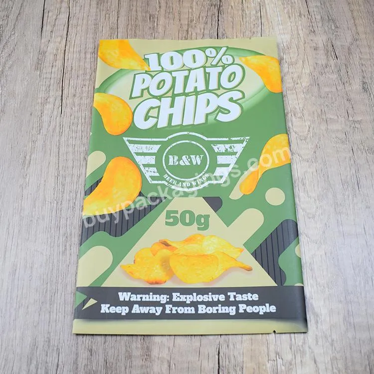 Wholesale Custom Resealable Stand Up Snacks Bag Plastic Emballage Potato Chips Packaging Bag