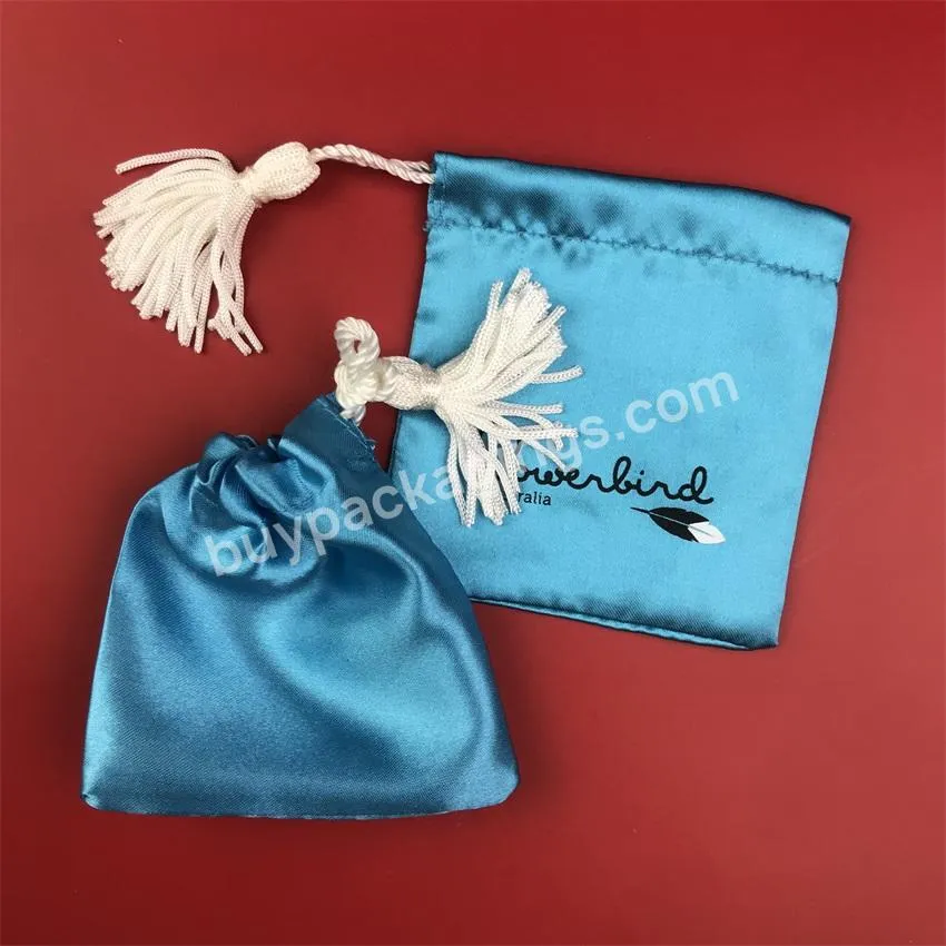 Wholesale Custom Satin Pouch Hair Packaging Bundles Hair Wig Bag Silk Bags With Tassel For Gift Jewelry Cosmetic