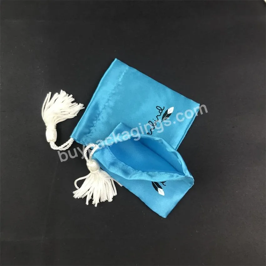 Wholesale Custom Satin Pouch Hair Packaging Bundles Hair Wig Bag Silk Bags With Tassel For Gift Jewelry Cosmetic