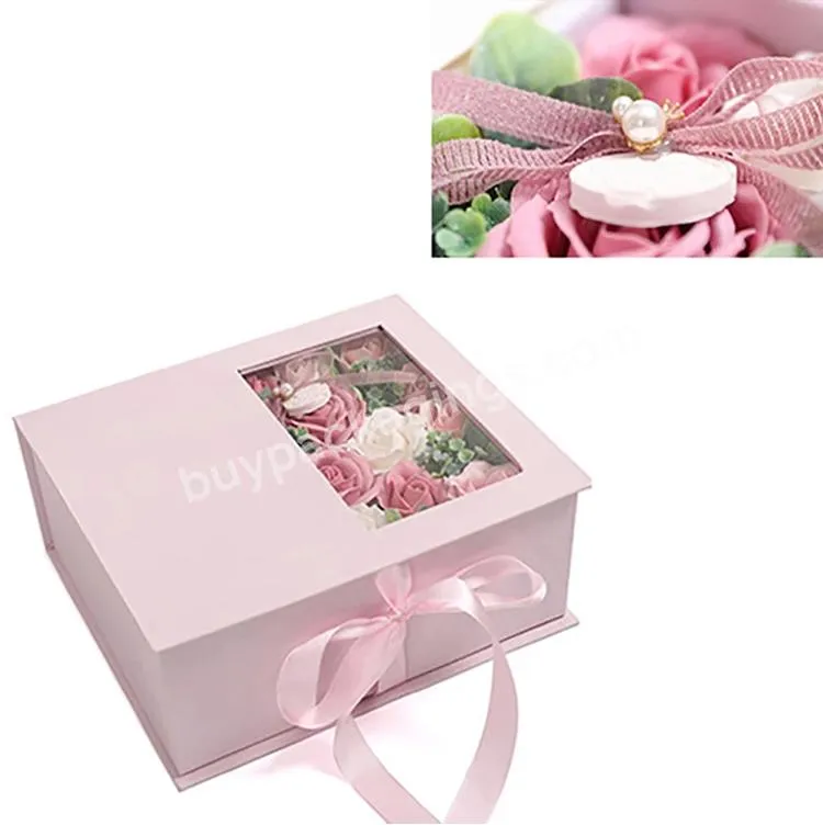 Wholesale Custom Silk Magnetic Paper Gift Rigid Box With Clear Pvc Window