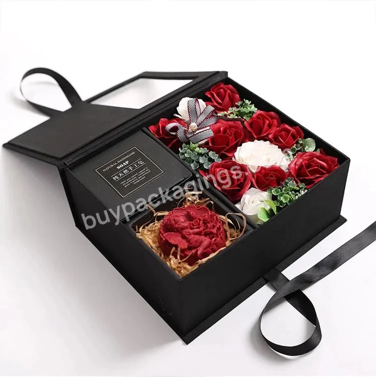 Wholesale Custom Silk Magnetic Paper Gift Rigid Box With Clear Pvc Window