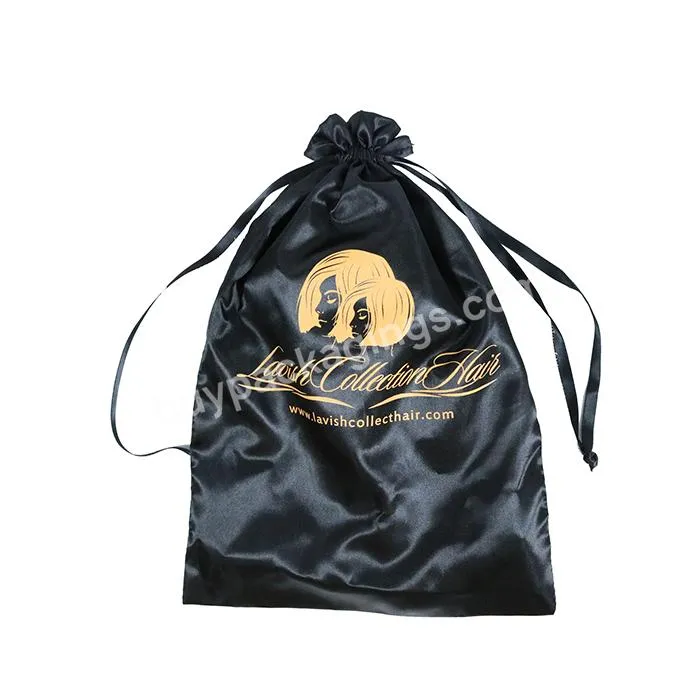 Wholesale Custom Silk Screen Satin Bag Satin Hair Extension Bag Large Satin Drawstring Bags