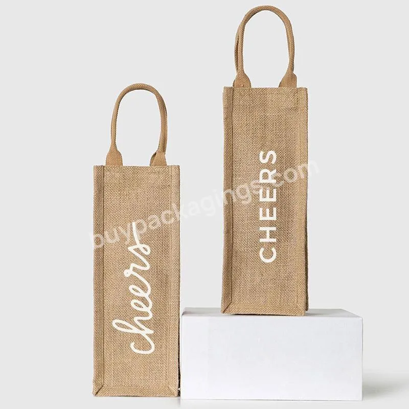 Wholesale Custom Small Round Bottom Cotton Linen Wine Drawstring Gift Packing Bag Jute Bag