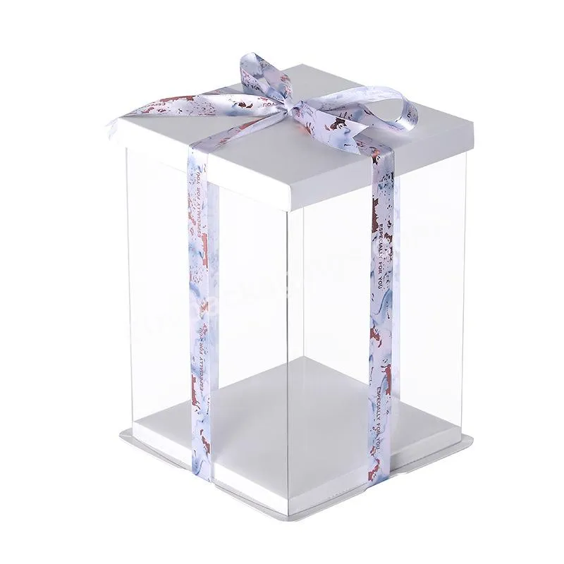 Wholesale Custom Transparent Plastic Cake Box Baking Packaging Birthday Cake Box