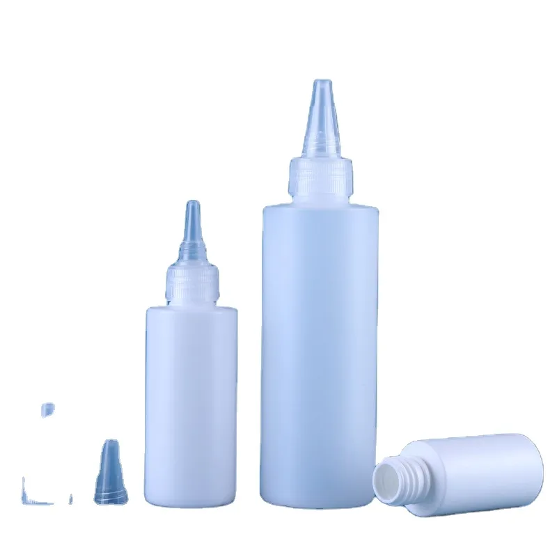 Wholesale Customized Logo Food-grade PE Materials Extruded  Round  Shape Point-nose Design Sub-bottles Plastic Bottle