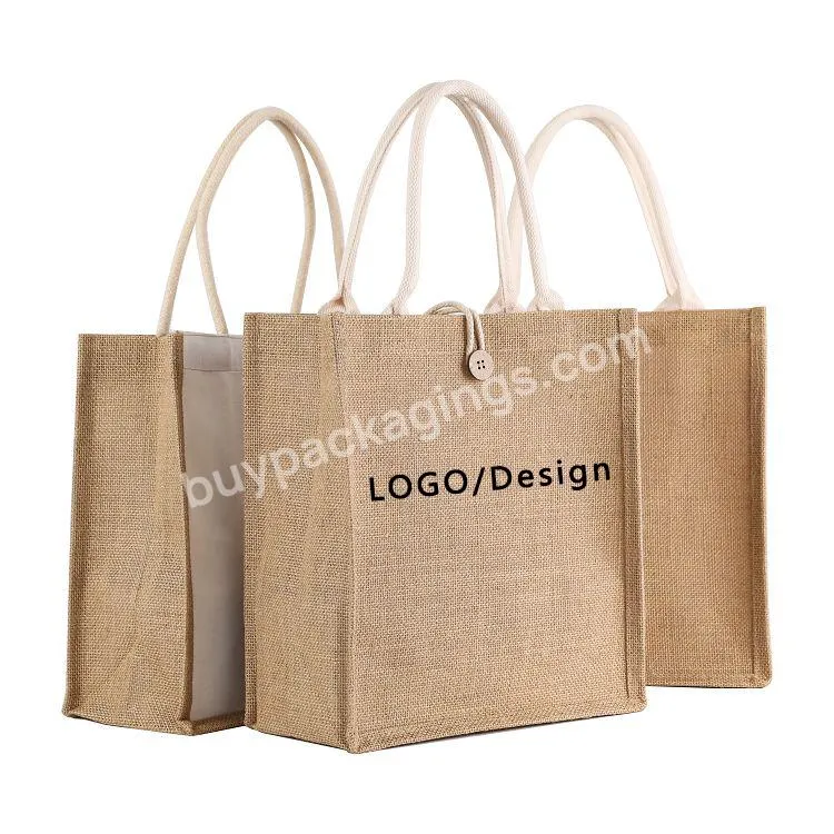 Wholesale Eco Friendly Natural Custom Printed Logo Burlap Linen Jute Bags Manufacturers Grocery Reusable Shopping Tote Bag