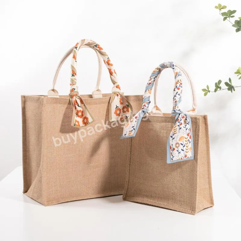 Wholesale Factory Custom Printed Burlap Handbag Eco Reusable Shopping Jute Tote Bag Jute Bags