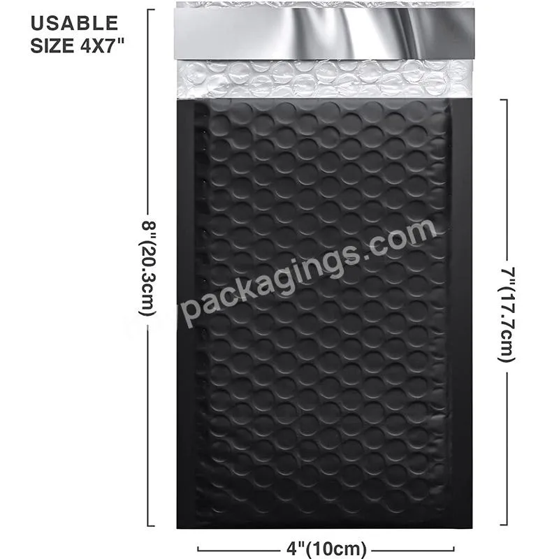 Wholesale Factory Recyclable Biodegradable 4''x7'' Black Insulated Bubble Mailers For Express Service Packaging