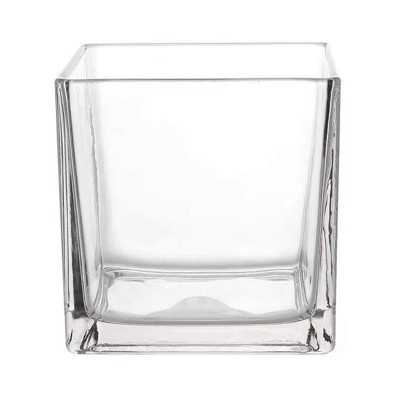 Wholesale Factory Supplies Cheap Multi Capacity Tall Home Square Modern Home Decorations Clear Flower Glass Vase