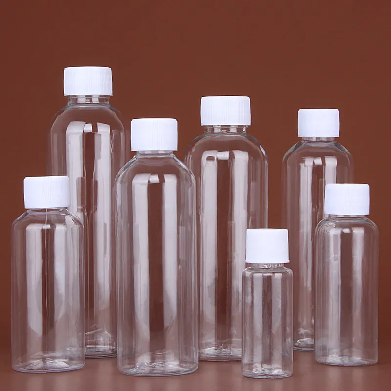 Wholesale Food-grade Material 30ml 50ml 100ml Transparent Body For Liquid Travel Portable Plastic Bottle