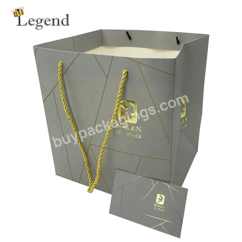 Wholesale Gold hot stamping Embossed Logo Luxury Paper Shopping Bags Packaging Beauty Custom Square Bottom Paper Bag